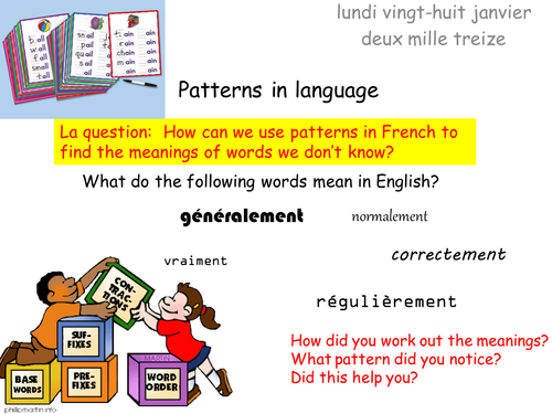 Patterns in French to support word recognition