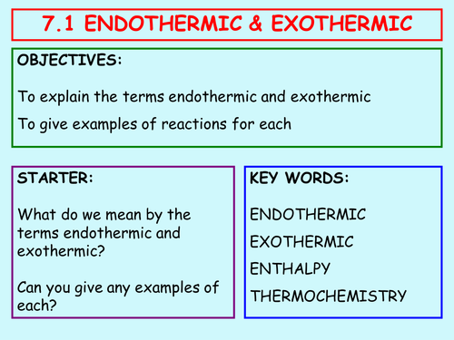 Worksheets Endothermic And Exothermic Worksheet 7 1 endothermic exothermic reactions by gavinterry24 teaching reactions