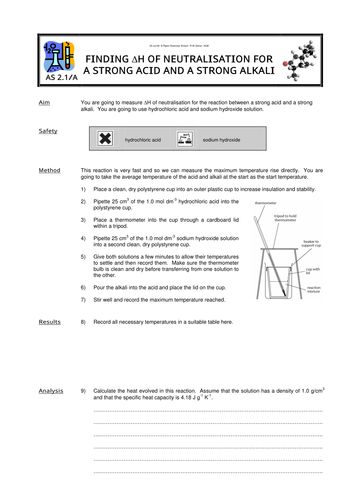 7.3 Measuring Enthalpy Changes