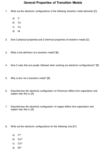 15.1 General Properties of Transition Metals
