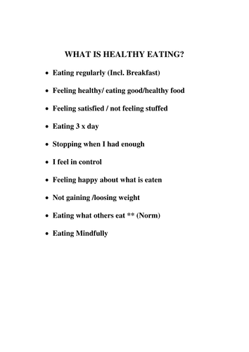 Normal Healthy Eating vs Unhealthy Eating