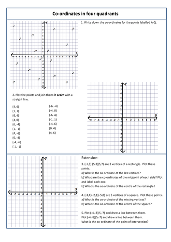 coordinates in 4 quadrants teaching resources