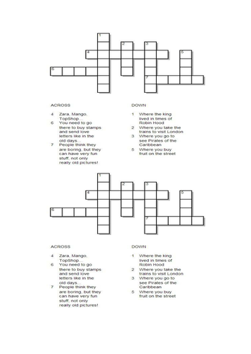 Starter - French Crosswords places in town