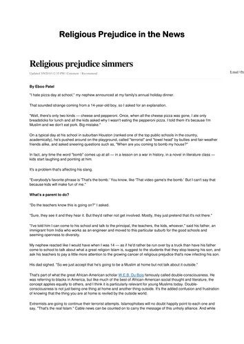 Religious Prejudice Christian Muslim, Israel, Shia