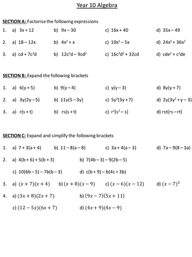 Mixed Gcse Algebra Topics | Teaching Resources