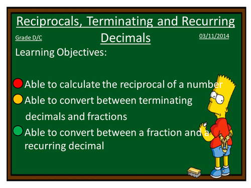 Reciprocals, Terminating and Recurring Decimals | Teaching Resources