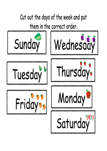 The Very Hungry Caterpillar Days Of The Week Teaching Resources