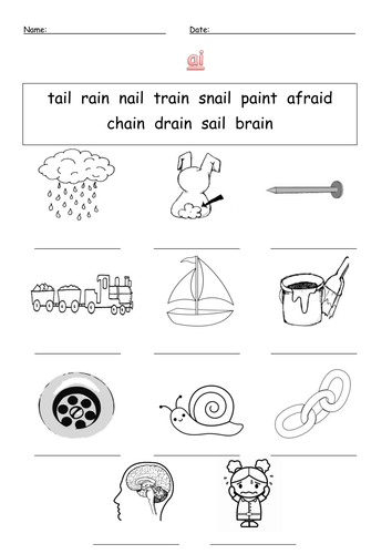 ai digraph labelling worksheet ai by barang - Teaching Resources - Tes