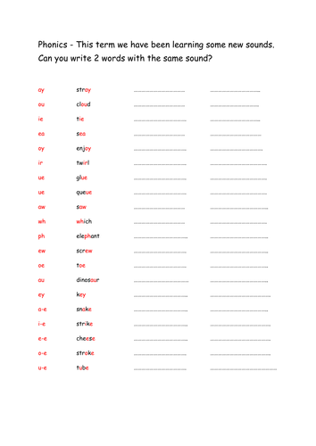 ai phonics worksheet Teaching janeyrobbo  REVISION by PHONICS PHONICS 5 PHASE