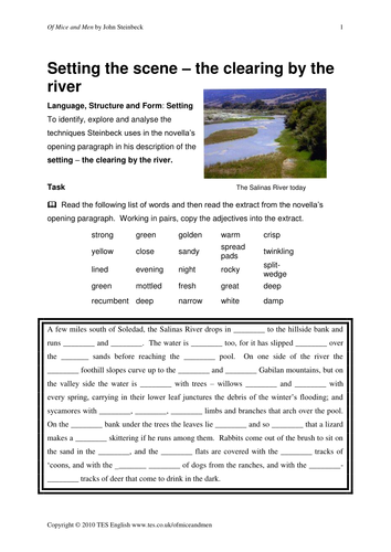 Of mice and men worksheet answers