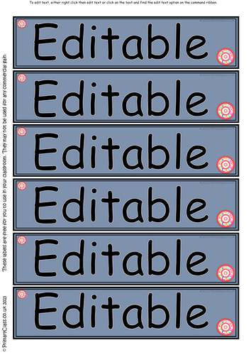 Editable Tray and Drawer Labels