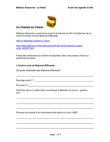 A2 French - Cultural Topic - Kassovitz - La Haine