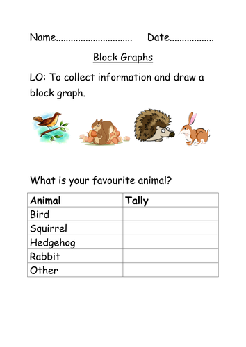 Favourite animal block graph | Teaching Resources