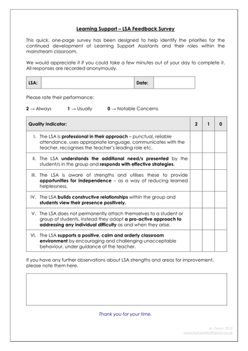 SEN Team Self-Evaluation Tools by humansnotrobots 