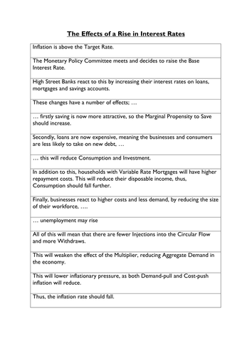 Mixed Sentences #3 of 3, Effect of Interest Rates | Teaching Resources