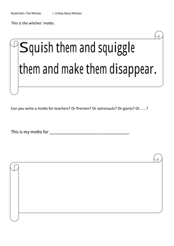 The Witches Part 1 Worksheets Teaching Resources