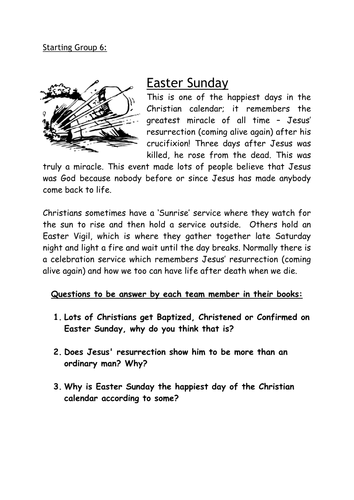 YR7 Holy Week and Easter