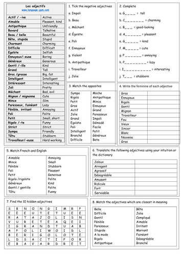 GCSE French vocab revision quickies