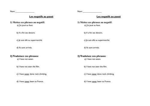 French negatives in perfect tense