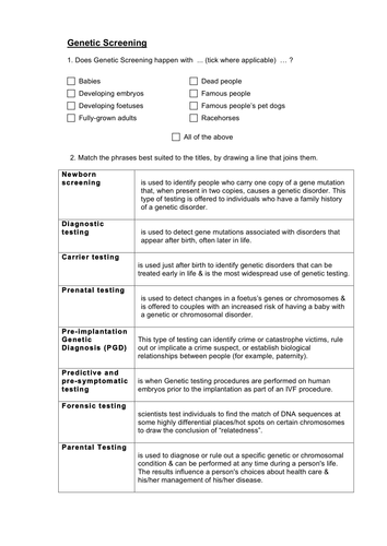 Genetic screening match-up