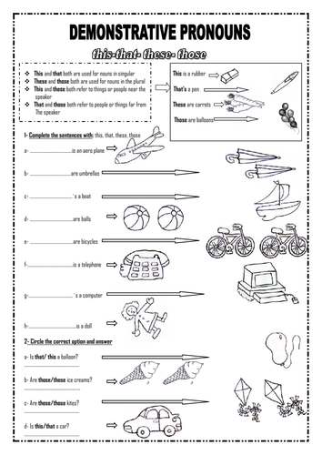 demonstrative pronouns this that these those teaching resources