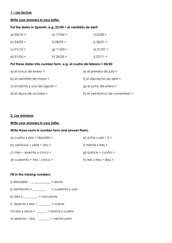 Spanish Extension Tasks - Beginner's Level