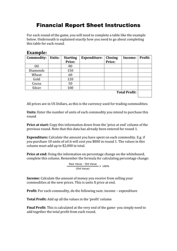 Percentage Change Trading Game