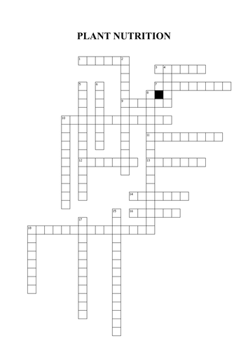 Plant Nutrition Crossword Teaching Resources