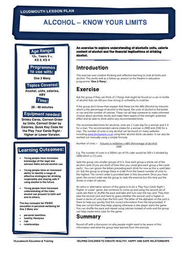 Alcohol Know Your Limits