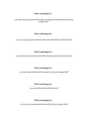 Nervous system activity: What would happen if...?