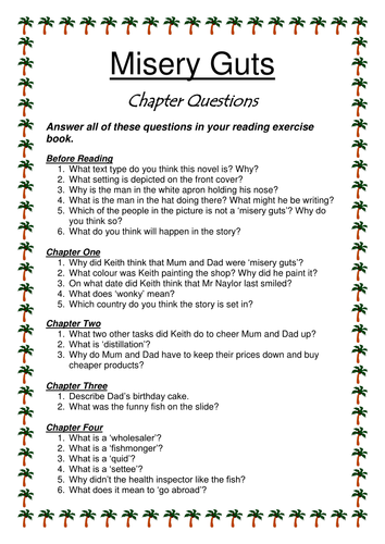 Activities to go with Misery Guts unit