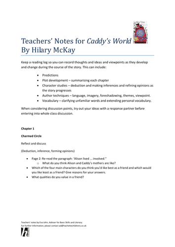 Caddy's World Teachers' Notes