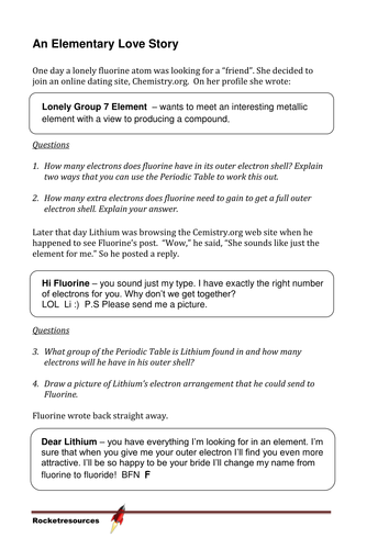 Ionic Bonding Questions - An Elementary Love Story