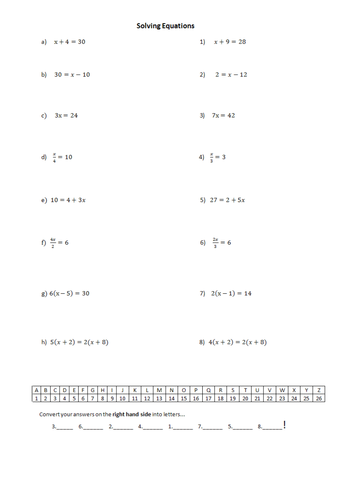 Solving equations (up to level 7 / grade C) | Teaching Resources