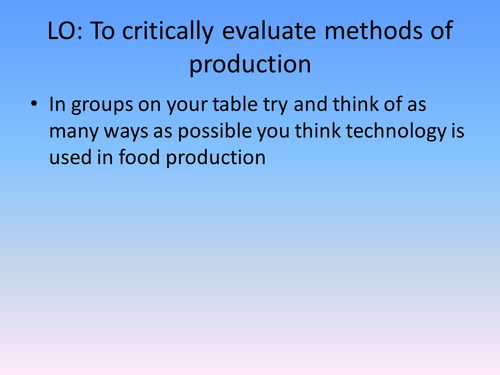 Methods of production & quality control