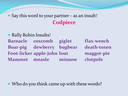 Introductory lesson to Shakespeare