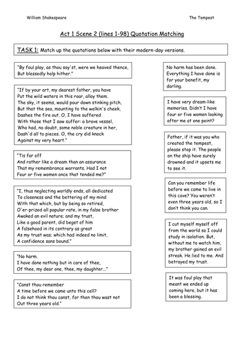 The Tempest - Quotation Matching