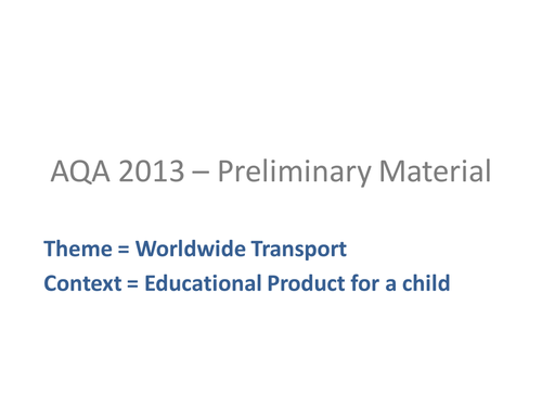 AQA 2013 Exam pre-release Worldwide Transport