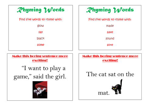 Literacy Challenge Cards 2