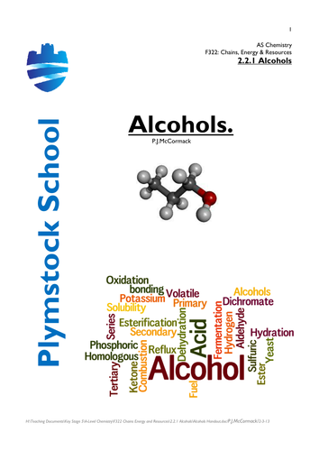 AS-level Chemistry Alcohols Handout