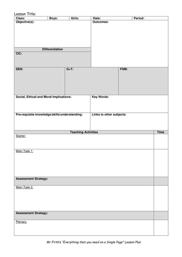 Blank Lesson Plan Template For Outstanding Lessons Teaching Resources