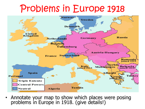 Map Of Europe In 1918 After Ww1 WWI The Peace Treaties | Teaching Resources