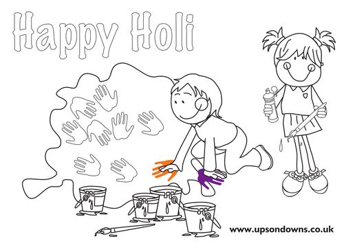 Holi Festival Colouring Poster