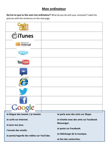 ks3 french using computers vocabulary describe