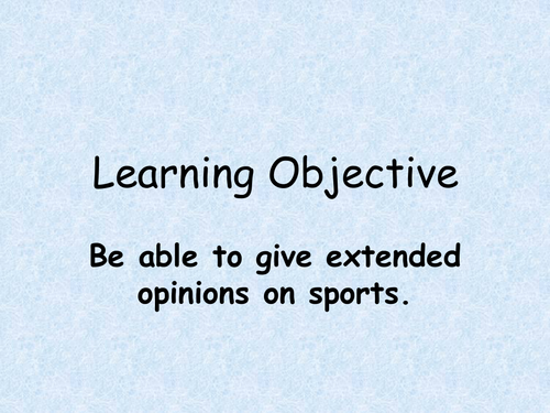 Spanish; sports - giving extended opinions