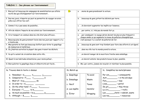 essay on environment in french