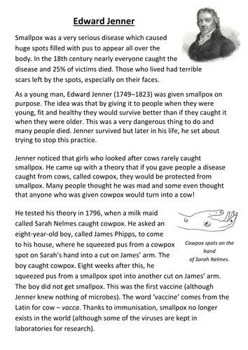 Edward Jenner, smallpox, comprehension