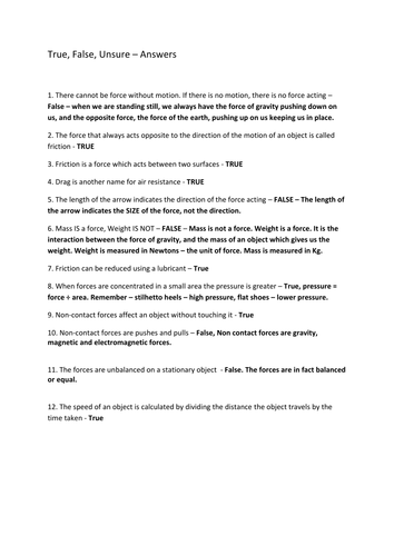 Forces and Motion Revision Lesson