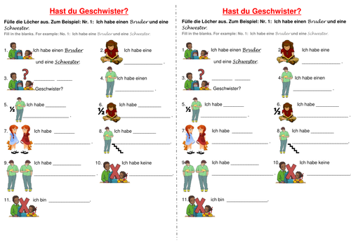 German - Brother, Sister Gap fill - Differentiated