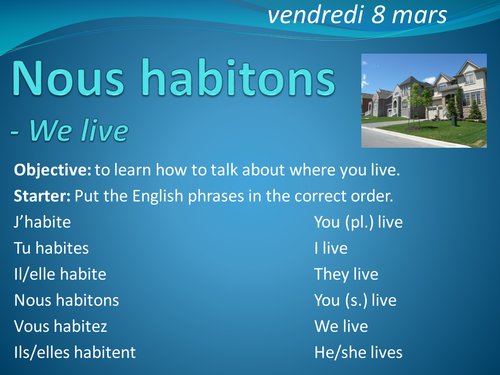 French vocabulary - where you live